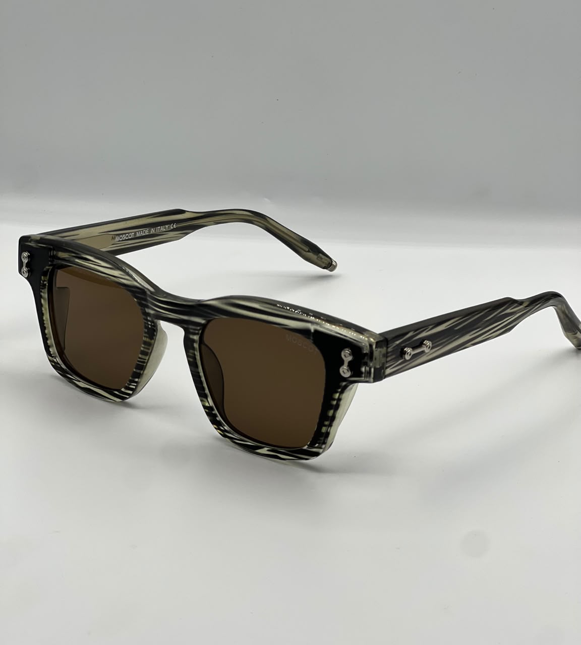 green with brown lens